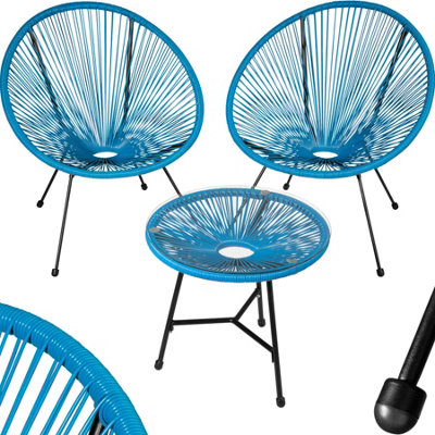 Garden Table and Chairs Santana - retro Acapulco design - blue