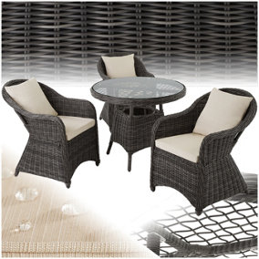 Garden Table and Chairs Zurich - 3 armchairs, dining table, pre-assembled chairs - grey