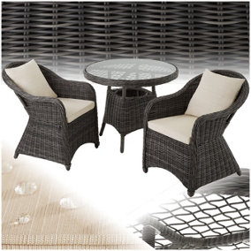 Garden Table and Chairs Zurich - for 2 people, bistro set, weather & UV-resistant - grey