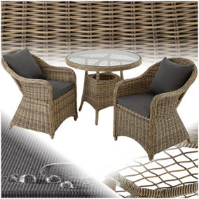 Garden Table and Chairs Zurich - for 2 people, bistro set, weather & UV-resistant - nature