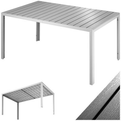 Garden Table Bianca - aluminium, wood look, 150 x 90 x 74.5 cm - silver/gray