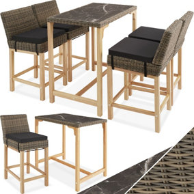 Garden Table & Chairs - dining table Kutina with 4 bar stools Latina - nature