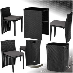 Garden Table & Chairs Hamburg - 2 chairs, 1 dining table, bistro set - black
