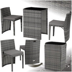 Garden Table & Chairs Hamburg - 2 chairs, 1 dining table, bistro set - grey