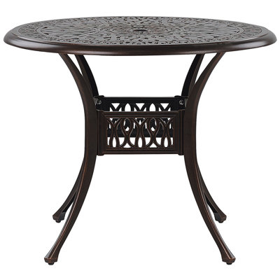 Garden Table Metal Dark Brown ANCONA