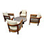 Garden Teak 4 Chair Coffee Patio Furniture Set
