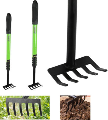 Garden Telescopic Garden Rake Durable, Rustproof Galvanized Steel Lawn ...