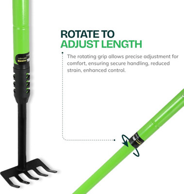 Garden Telescopic Garden Rake Durable, Rustproof Galvanized Steel Lawn ...