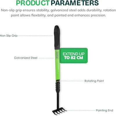 Garden Telescopic Garden Rake Durable, Rustproof Galvanized Steel Lawn ...