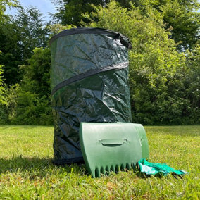 Garden Tidy Leaf Collection Scoops Clean Up Kit Leaf Grabs, Gloves & Pop Up Waste Bag