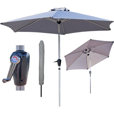 Garden Tilting Parasol Table Umbrella With Cover 2.7m With Crank Handle
