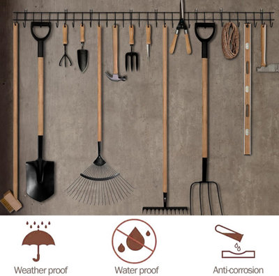Garden Tool Rack Garage Tool Organiser Holder Wall Mount Heavy Duty Hook Storage DIY at B Q