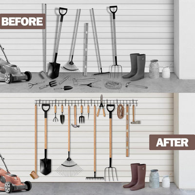 Yard Tool Storage Heavy Duty Garden Tool Organizer - Metal Yard Tool Rack Stand With Hooks For Garage And Shed Storage Heavy Duty Tool Organizer