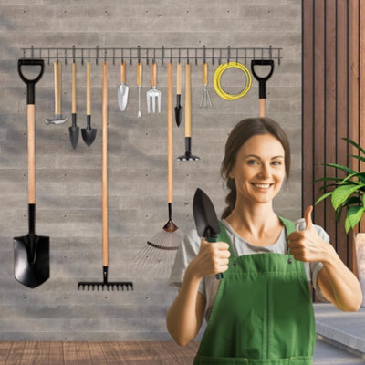 Overhead Garage Storage For Gardening Tools preview