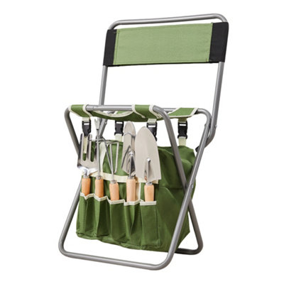 Garden Tool Set Stainless Steel with Oxford Cloth Storage Bag in Green
