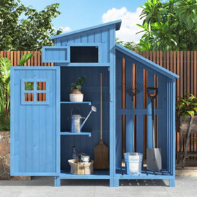 Garden Tool Shed Storage Cupboard WxDxH: 124x46x174cm Blue