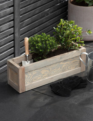 Garden Trading Aldsworth Trough Flower Herb Planter 60cm Wooden Spruce