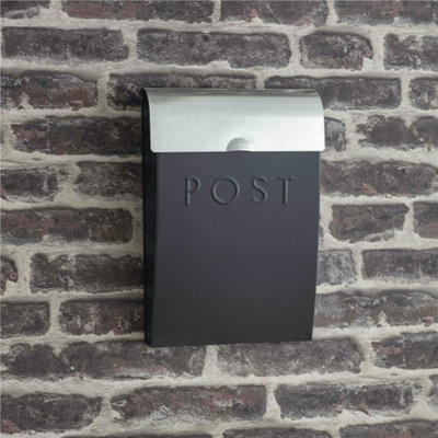 Garden Trading Carbon Grey & Steel Letter Post Mail Box With Lock Wall ...