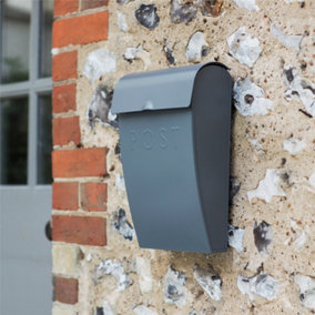 Garden Trading Charcoal Grey Letter Post Mail Box With Lock Wall Mounted