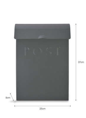 Garden Trading Charcoal Grey Letter Post Mail Box With Lock Wall Mounted