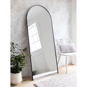 Garden Trading Charlcombe Indoor Arched Leaning Mirror Large Iron Hallway Lounge