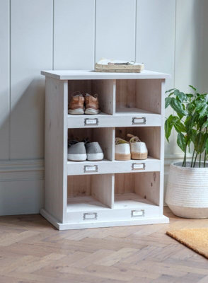 Garden Trading Chedworth 6 Shoe Locker Hallway Storage White Wooden Spruce