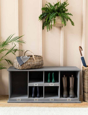 Garden Trading Chedworth Welly Locker Low Shoe Storage Unit Grey Wooden ...