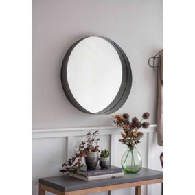 Garden Trading Farringdon Indoor Wall Hung Round Hallway Lounge Mirror Steel