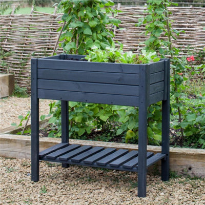 Garden Trading Latchmere Wooden Planter Raised Vegetable Flower Bed Garden Grey