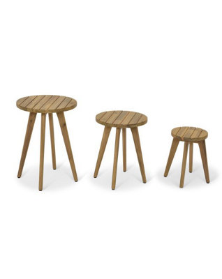 Garden Trading Outdoor Indoor 3 x Cottenham Coffee Side Tables Natural