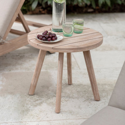 Garden Trading Porthallow Wooden Round Side Table 50cm Natural Indoor Outdoor