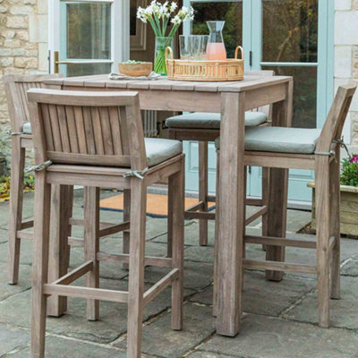 Garden Trading Porthallow Wooden Square Bar Dining Table 4Seater Natural Outdoor