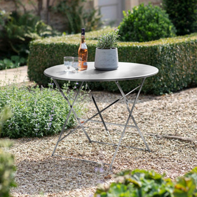Garden Trading Rive Droite Bistro Dining Table Large Silver 90cm 4Seater Outdoor