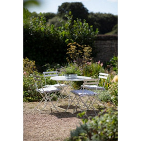 Garden Trading Rive Droite Outdoor Patio 4 Seater Bistro Table Chair Chalk Steel