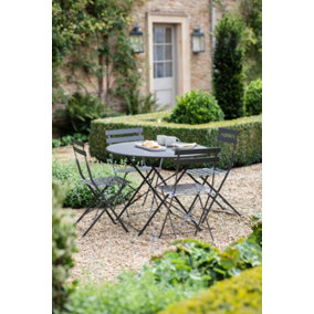 Garden Trading Rive Droite Outdoor Patio 4 Seater Bistro Table Chairs Grey Steel
