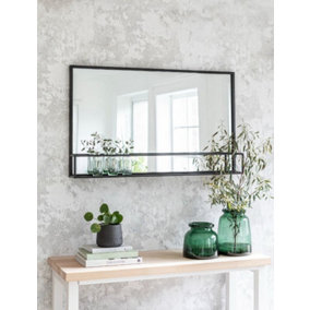 Garden Trading Sapperton Indoor Mirror Bathroom Hallway Shelf 60x100cm Black