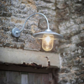 Garden Trading St Ives Arched Swan Neck Nautical Mains Garden Wall Light Cage