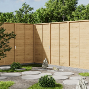 Garden Traditional Yellow Wooden Fence panel 1.8m x 1.5m