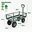 Garden TROLLEY Cart Pull Along Trailer 200kg Load Green Mesh Utility Festival Camping Wagon with Removable Liner & Folding Sides