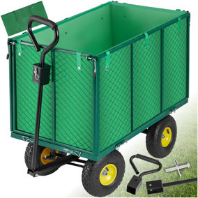 Garden Trolley - foldable side walls, padded handle, 544 kg load capacity  - green