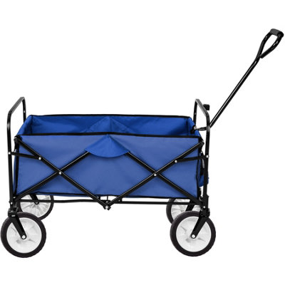 Garden Trolley - foldable with 2 mesh pockets, 80 kg load capacity  - blue