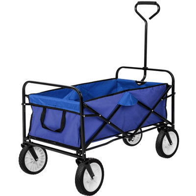 Garden Trolley - foldable with 2 mesh pockets, 80 kg load capacity  - blue
