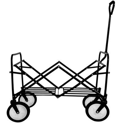 Garden Trolley - foldable with 2 mesh pockets, 80 kg load capacity  - blue