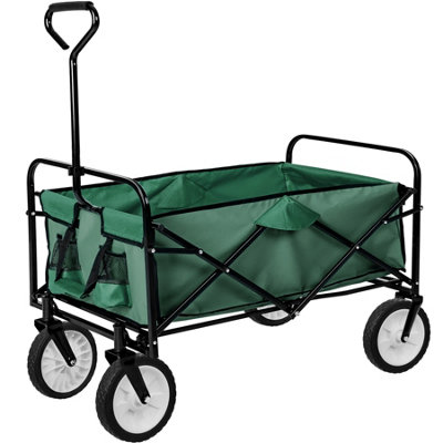 Garden Trolley - foldable with 2 mesh pockets, 80 kg load capacity - green