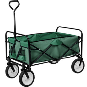 Garden Trolley - foldable with 2 mesh pockets, 80 kg load capacity  - green