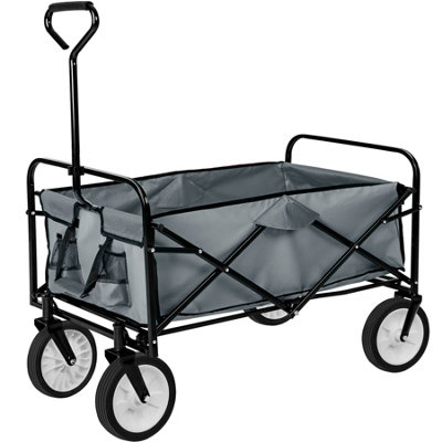 Garden Trolley - foldable with 2 mesh pockets, 80 kg load capacity - grey