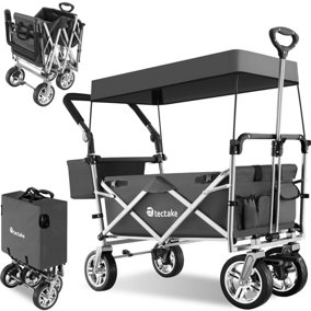 Garden Trolley Nico - foldable, with roof, telescopic handle, brake function, bag  - grey