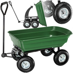 Garden Trolley - tip function, smooth steering axle, 300 kg load capacity  - green