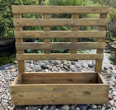 Garden Trough Planter Trellis Plant Support Screen Wooden Outdoor - 3