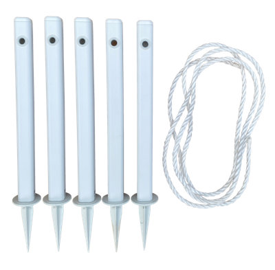 Garden Verge Markers 40cm high Plastic Posts (5 pcs) with Rope (10.5m ...